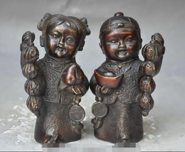 song voge gem S6905 lucky Chinese Bronze Wealth yuanbao money coin peach Boy girl moppet Statue Pair 
song voge gem S6905 lucky Chinese Bronze Wealth yuanbao money coin peach Boy girl moppet Statue Pair