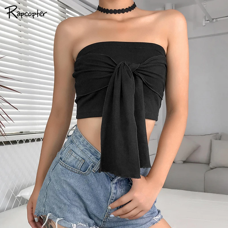 Rapcopter Black Solid Sexy Backless Tube Top Streetwear Strapless Bow Slim Fashion Korean Style Crop Tops Summer Femme 2019 Top
Rapcopter Black Solid Sexy Backless Tube Top Streetwear Strapless Bow Slim Fashion Korean Style Crop Tops Summer Femme 2019 Top