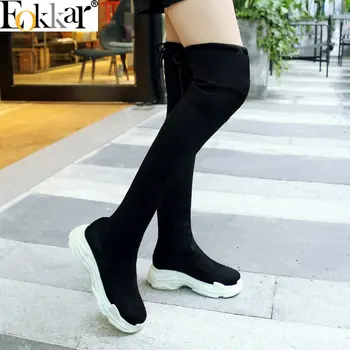 Eokkar 2020 Plus Size 34-45 Short Plush Elastic Women Over Knee High Boots Wedges Thick Heel Platform Stretch Black Winter Shoes
Eokkar 2020 Plus Size 34-45 Short Plush Elastic Women Over Knee High Boots Wedges Thick Heel Platform Stretch Black Winter Shoes