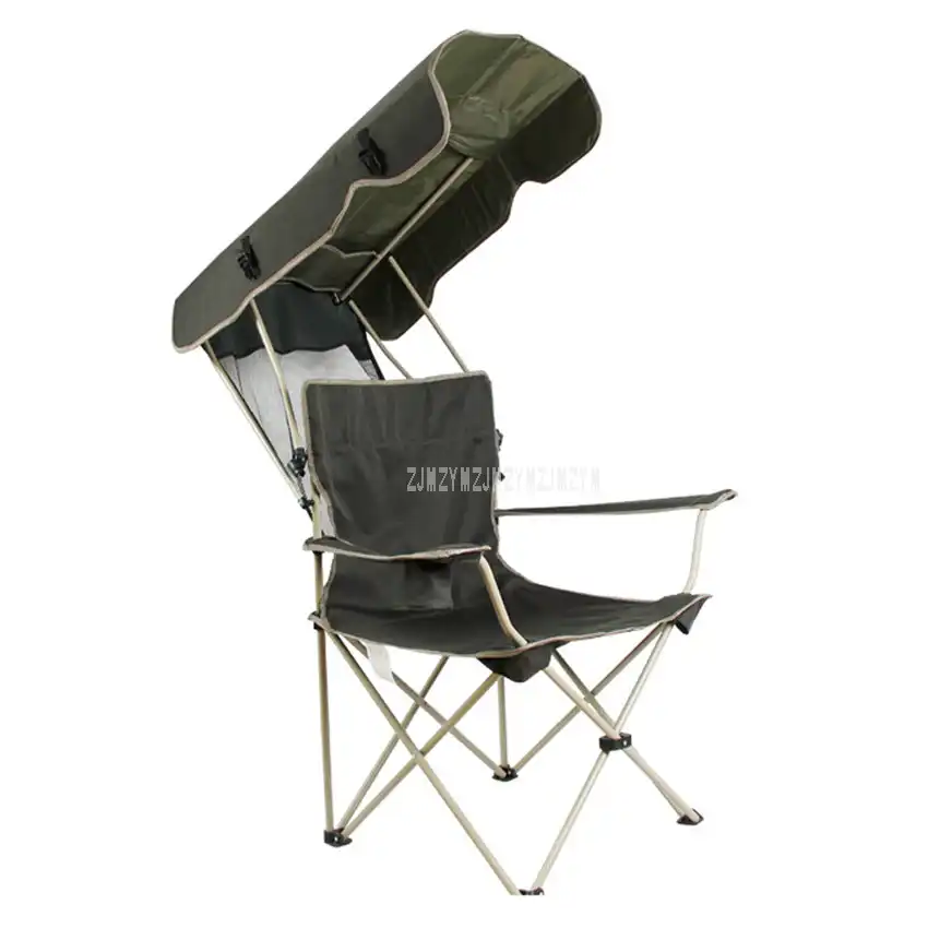 Portable Folding Fishing Chair With Sunshade Oxford Fabric Steel