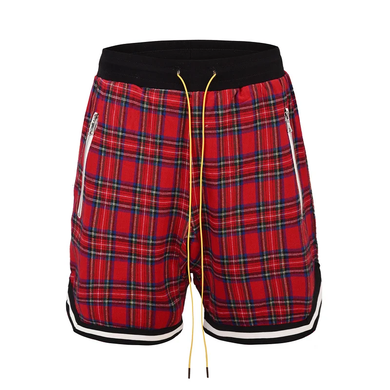 

black fog street black/RED big and tall urban clothing sweatpants justin bieber zipper harem summer scottish plaid Shorts