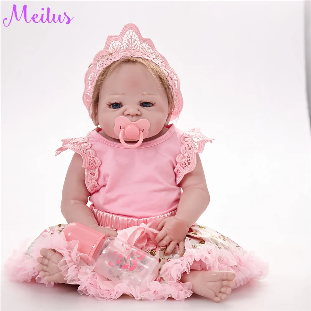 55 см мягкие силиконовые куклы Reborn Baby Реалистичная кукла Пупс 22 дюймов полная