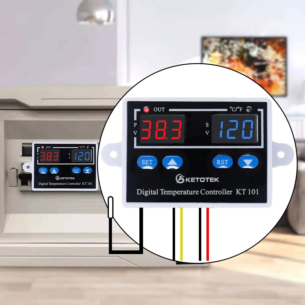 KT101 12V 24V 220V Digital Temperature Controller C/F Thermostat Thermoregulator Heating Cooling Switch Regulator Direct Output
KT101 12V 24V 220V Digital Temperature Controller C/F Thermostat Thermoregulator Heating Cooling Switch Regulator Direct Output