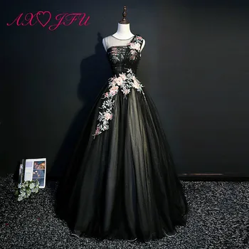 AXJFU black lace flower princess evening dress stage vintage bride o neck beading embroidery pink flower black evening dress
AXJFU black lace flower princess evening dress stage vintage bride o neck beading embroidery pink flower black evening dress