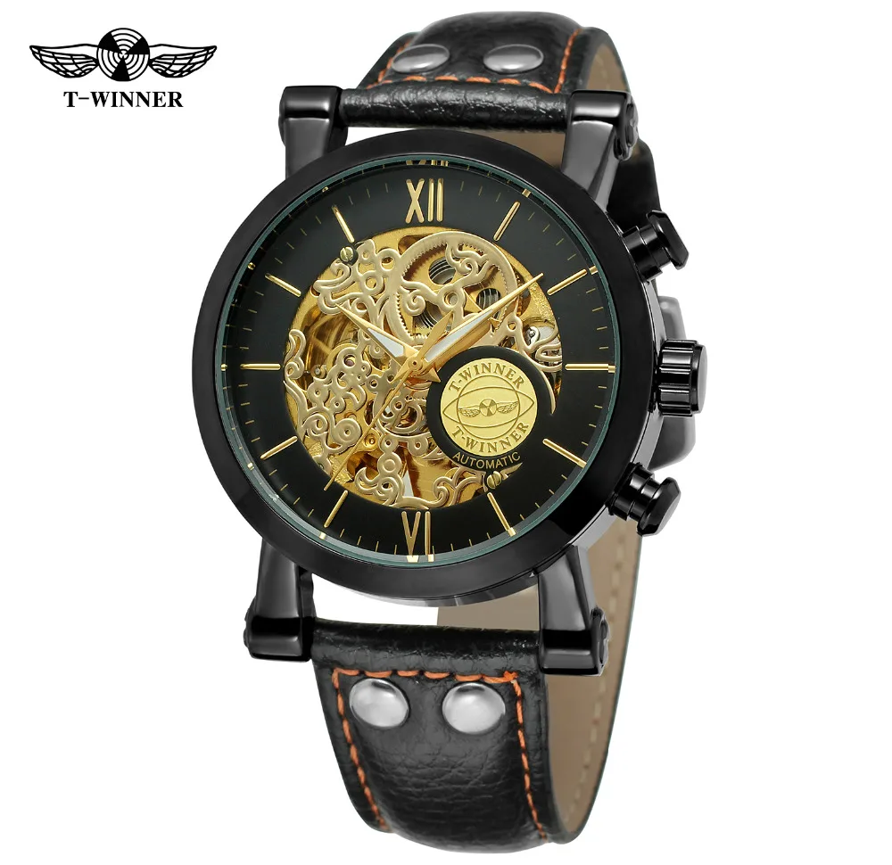 WINNER Brand Mens Skeleton Automatic Mechanical Watch Leather Strap T-WINNER Wristwatch Montre Homme Gift Box Relogio Releges
WINNER Brand Mens Skeleton Automatic Mechanical Watch Leather Strap T-WINNER Wristwatch Montre Homme Gift Box Relogio Releges