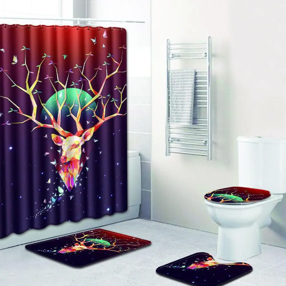 4Pcs/Set Elk Printing Shower Curtain 3D Polyester Waterproof Mildewproof Bathroom Curtain Anti-skid Toilet Seat Cushion
4Pcs/Set Elk Printing Shower Curtain 3D Polyester Waterproof Mildewproof Bathroom Curtain Anti-skid Toilet Seat Cushion