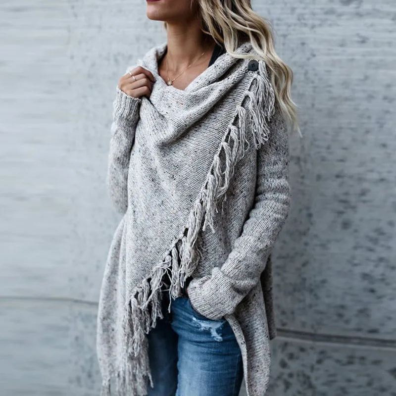 Women Knitted Winter Warm Sweater Cardigans Long Sleeve Tassel Fringe Shawl Poncho Cardigan Jackets Oversized Coats
Women Knitted Winter Warm Sweater Cardigans Long Sleeve Tassel Fringe Shawl Poncho Cardigan Jackets Oversized Coats