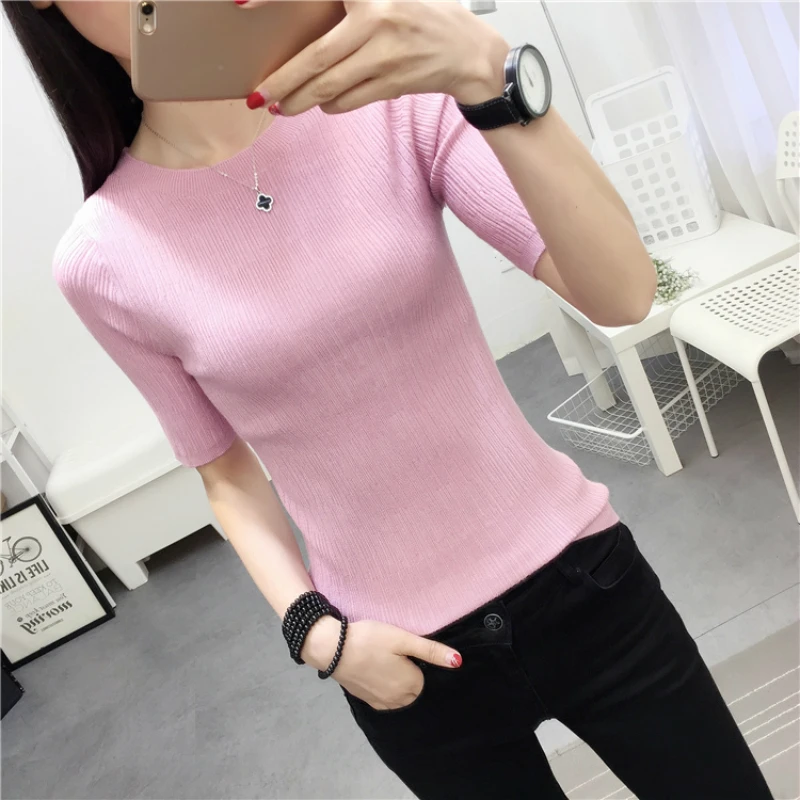 Sleeve sweater women's new 2019 spring and autumn half sleeve bottoming shirt Slim pullover sweater five-point sleeve top
Sleeve sweater women's new 2019 spring and autumn half sleeve bottoming shirt Slim pullover sweater five-point sleeve top