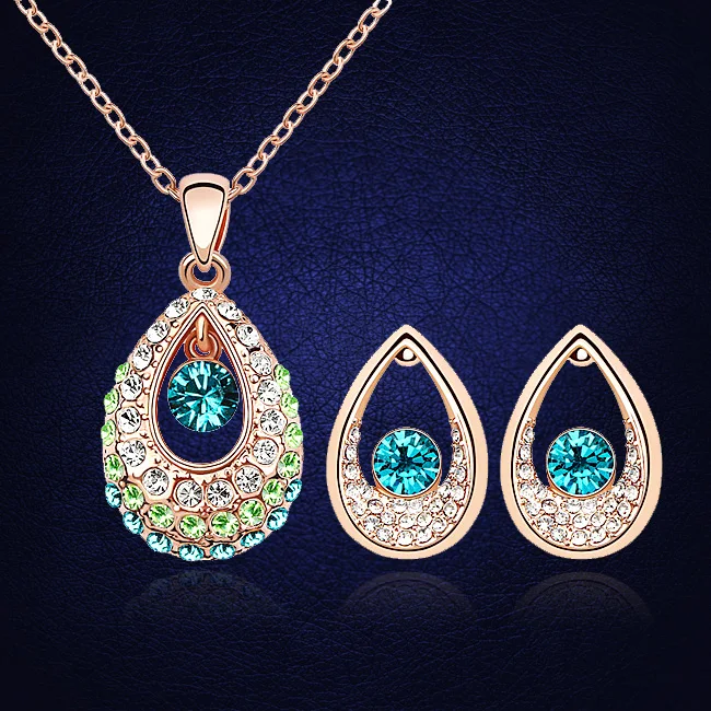 Gold Color Jewelry Sets Crystal From Swarovski Vintage Indian Earrings Pendant Necklace Wedding & Engagement Jewelry
Gold Color Jewelry Sets Crystal From Swarovski Vintage Indian Earrings Pendant Necklace Wedding & Engagement Jewelry