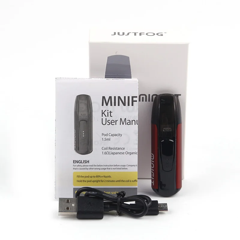 JUSTFOG Minifit Kit with 370mAh MINIFIT battery Built-in Minifit Pod Kit 1.6ohm Coil Mini Vape Pen e cigarette Kit 1.5ml Tank