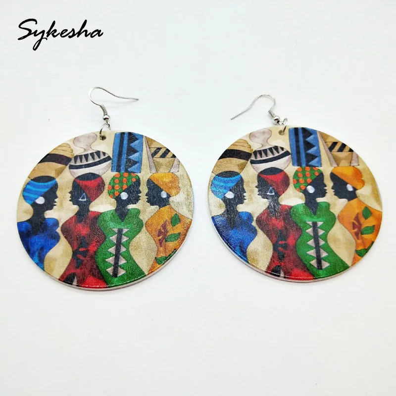 2019 Stylish Africa Exaggerated African Women Figure Heads with Geometric Round Wooden Earrings
2019 Stylish Africa Exaggerated African Women Figure Heads with Geometric Round Wooden Earrings