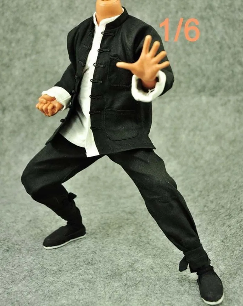1/6 Action Figure Accessories-ZY Chinese Kung Fu Costume-Black Vest Set 