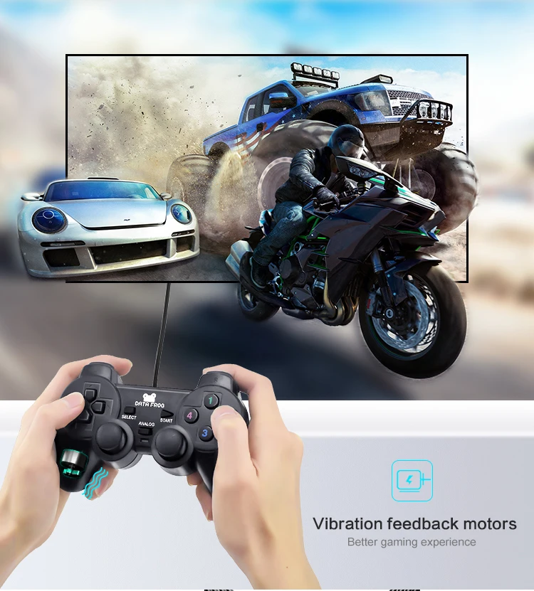 Vibration Joystick Wired USB PC Controller For PC Computer Laptop For WinXP/Win7/Win8/Win10 For Vista Black Gamepad