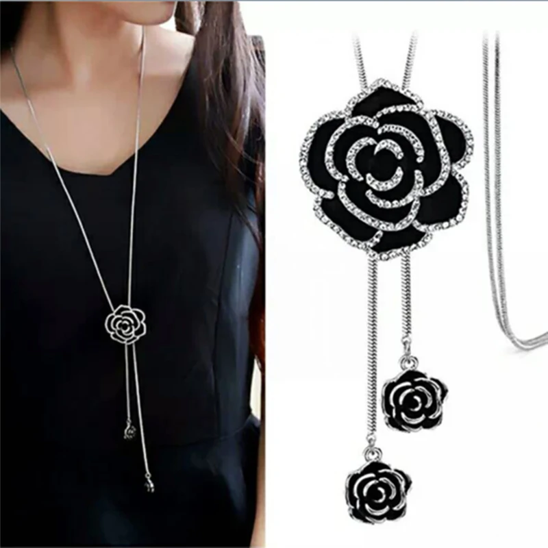 BOAKO Fashion Black Rose Flower Long Necklace Women Sweater Chain Crystal Women Jewelry 2019 Gift B40
BOAKO Fashion Black Rose Flower Long Necklace Women Sweater Chain Crystal Women Jewelry 2019 Gift B40