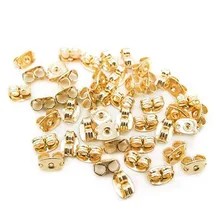 100pcs Gold Tone Butterfly Clutches Surgical Steel Replacement Earring Backs for Earring Making Findings 4.5x6mm