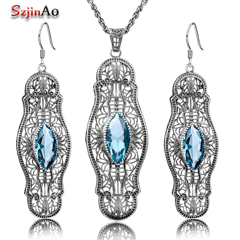 Szjinao Trendy Vintage Marquise Silver Blue Austrian Crystal Jewelry Sets For Women Punk Party Gift High Quality Jewelry Set
Szjinao Trendy Vintage Marquise Silver Blue Austrian Crystal Jewelry Sets For Women Punk Party Gift High Quality Jewelry Set