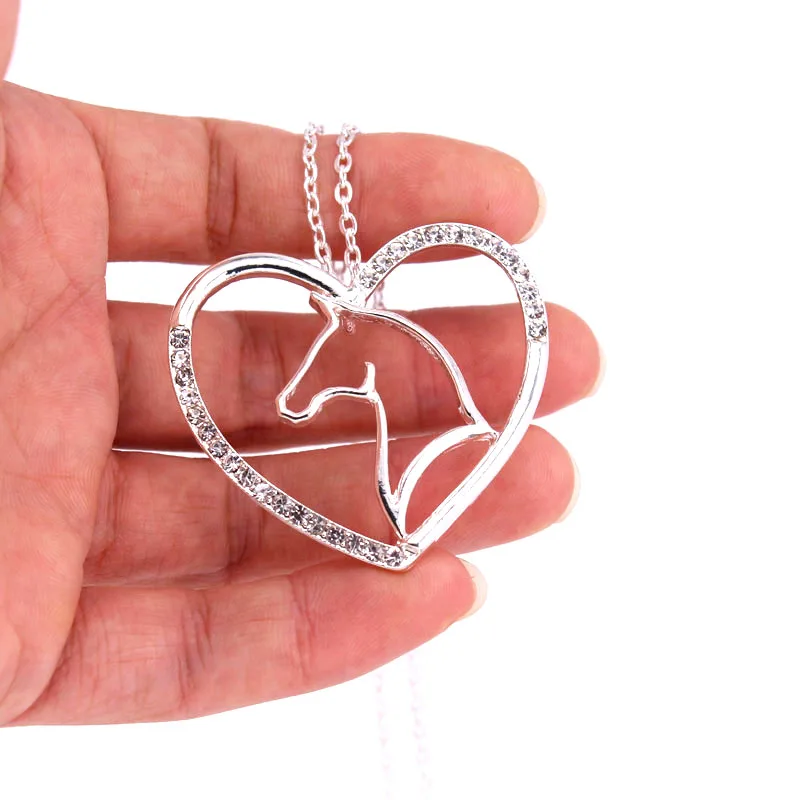 hzew silver colors hot sale big heart crystal and horse head pendant necklace best gift
hzew silver colors hot sale big heart crystal and horse head pendant necklace best gift
