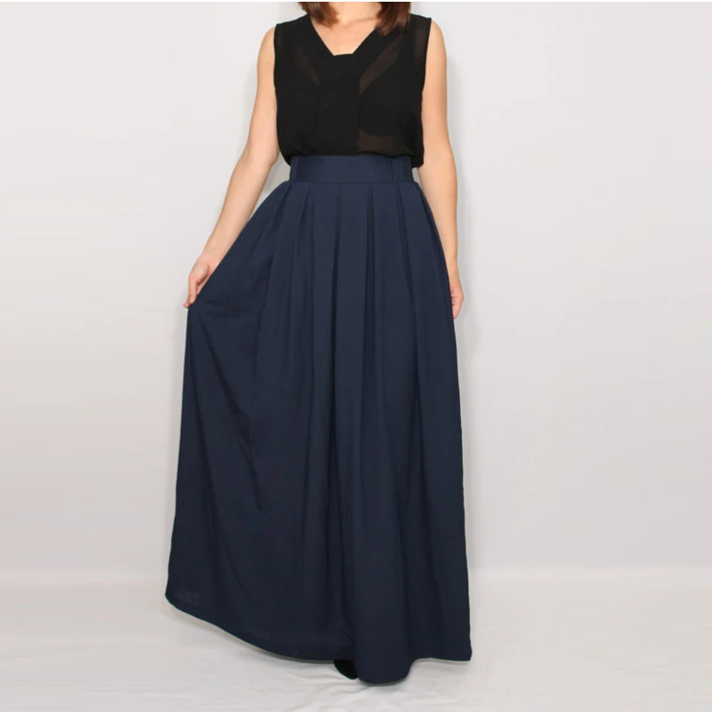 Dark Navy Blue Long Chiffon Skirts Women With Pockets Elastic High Quality Office Lady Female Bottom 2018 Faldas Mujer Saias
Dark Navy Blue Long Chiffon Skirts Women With Pockets Elastic High Quality Office Lady Female Bottom 2018 Faldas Mujer Saias