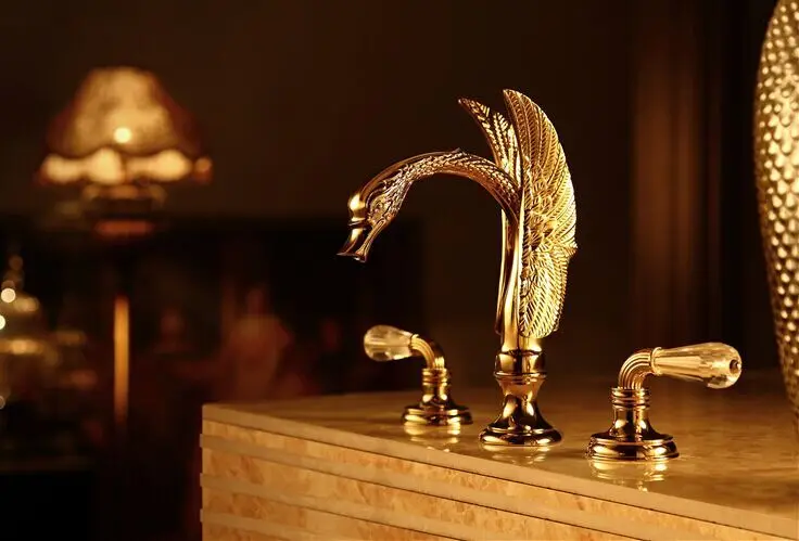 Free shipping Gold Clour 3 Pieces widespread ROMAN SINK SWAN FAUCET BATHROOM lavatory mixer tap
Free shipping Gold Clour 3 Pieces widespread ROMAN SINK SWAN FAUCET BATHROOM lavatory mixer tap