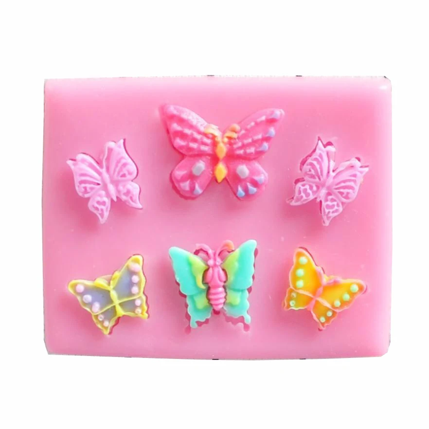 Фото Бабочка 3D обратная форма сахара помадка торт силиконовые формы - купить