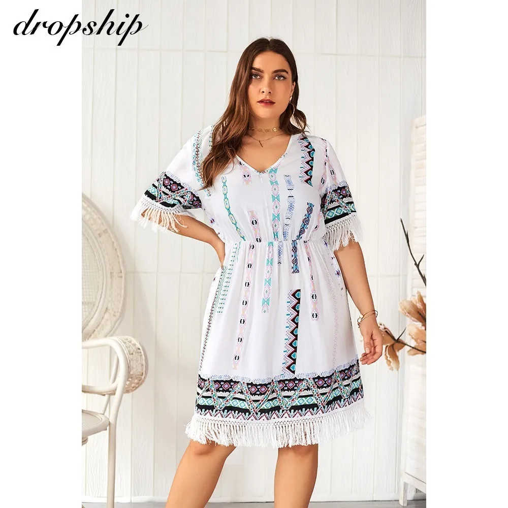 Dropship Dress Summer Women Dresses Plus Size White 2019 Midi Boho Vestidos Beach Robe Femme Printing Tassel V-neck Short-sleeve
Dropship Dress Summer Women Dresses Plus Size White 2019 Midi Boho Vestidos Beach Robe Femme Printing Tassel V-neck Short-sleeve