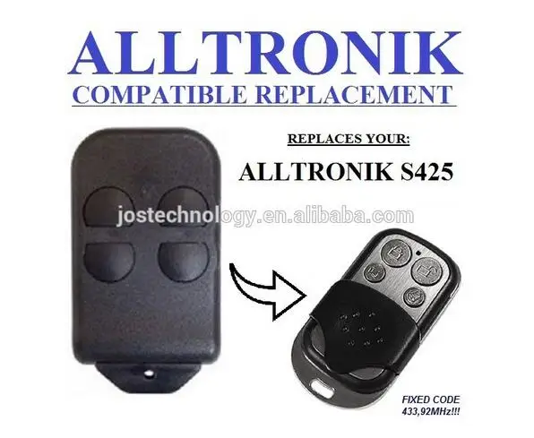 Alltronik remote S429-1 433MHZ,S429-2 433MHZ,S429-4 433MHZ,S429-MINI 433MHZ,S425 garage door remote
Alltronik remote S429-1 433MHZ,S429-2 433MHZ,S429-4 433MHZ,S429-MINI 433MHZ,S425 garage door remote