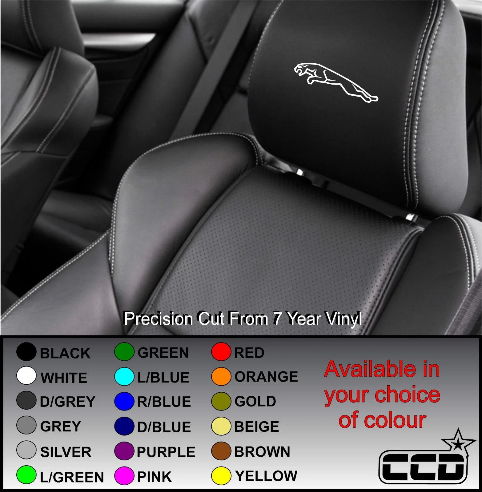 

For JAGUAR CAT / HEADREST DECALS - Vinyl Stickers - Graphics Logo badge X5