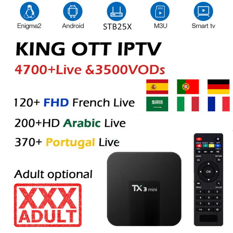 Europe IPTV box TX3 mini android tv box 7.1+Startv OTT IPTV subscription IPTV France Arabic Spain IPTV Portugal smart tv box M3U
Europe IPTV box TX3 mini android tv box 7.1+Startv OTT IPTV subscription IPTV France Arabic Spain IPTV Portugal smart tv box M3U