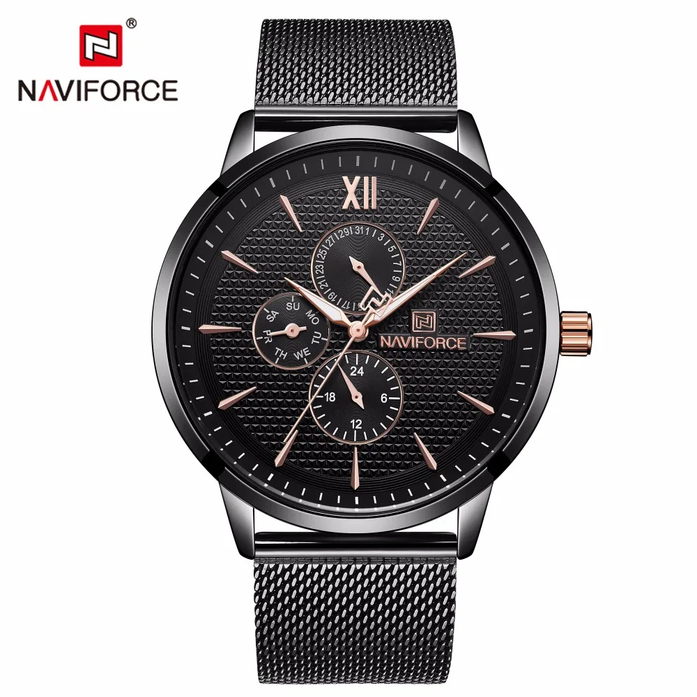 NAVIFORCE мужские часы Топ бренд класса люкс модные спортивные для мужчин сетчатый
