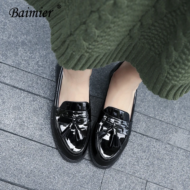 Baimier Black Patent Leather Oxford Shoes For Women British Style Shallow Fringe Women Flats Round Toe Handmade Women Shoes
Baimier Black Patent Leather Oxford Shoes For Women British Style Shallow Fringe Women Flats Round Toe Handmade Women Shoes