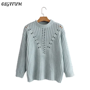 Spring/Autumn New Pullover 2019 Women Sweet Mint Green Round Neck Sweater Long Sleeve Hollow Out Sweater High Quality Knit Tops 
Spring/Autumn New Pullover 2019 Women Sweet Mint Green Round Neck Sweater Long Sleeve Hollow Out Sweater High Quality Knit Tops