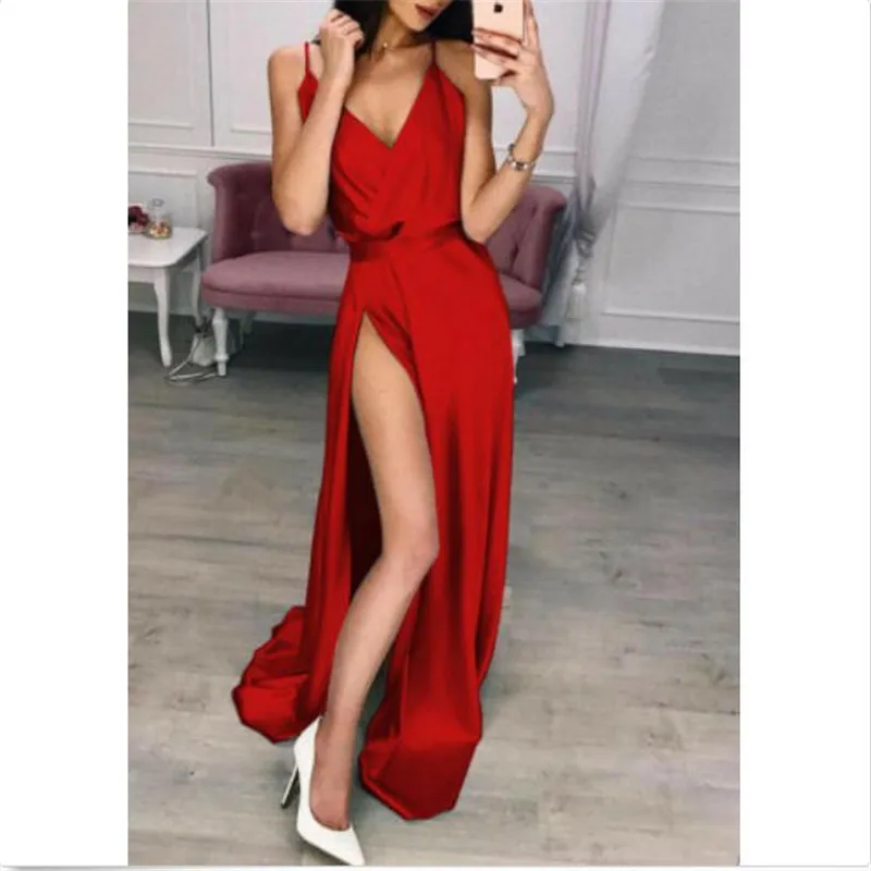 Women Formal Wedding Long Dress New Sexy V-neck Evening Party Ball Prom Gown Soild Color Split Sleeveless Vestido Summer Hot
Women Formal Wedding Long Dress New Sexy V-neck Evening Party Ball Prom Gown Soild Color Split Sleeveless Vestido Summer Hot
