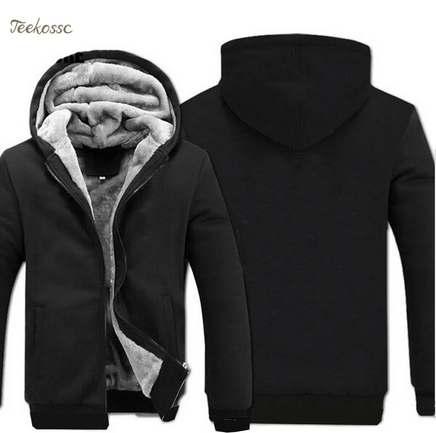 2018 Simple Winter Wram Thick Men Hoodie Solid Color Mens Sweatshirt Warm Fleece Harajuku Black Gray Men Casual Jackets Coat 5XL
