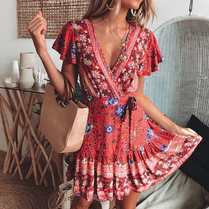 Sollinarry Elegant Floral Short Sexy Women Dress Wrap Boho V Neck Summer Short Sleeve Dress Vintage Casual Lady Dresses Vestidos
Sollinarry Elegant Floral Short Sexy Women Dress Wrap Boho V Neck Summer Short Sleeve Dress Vintage Casual Lady Dresses Vestidos