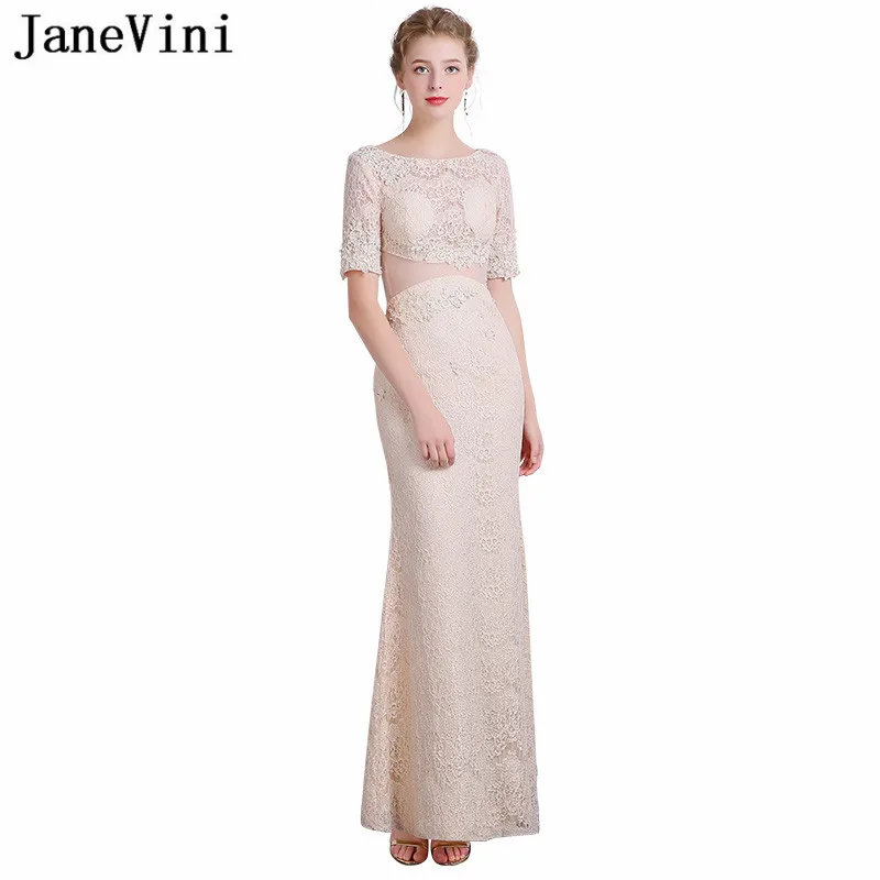 JaneVini Elegant Champagne Lace Bridesmaid Dresses With Applique Beads Zipper Back Mermaid Prom Gowns Vestidos De Fiestas Largos
JaneVini Elegant Champagne Lace Bridesmaid Dresses With Applique Beads Zipper Back Mermaid Prom Gowns Vestidos De Fiestas Largos