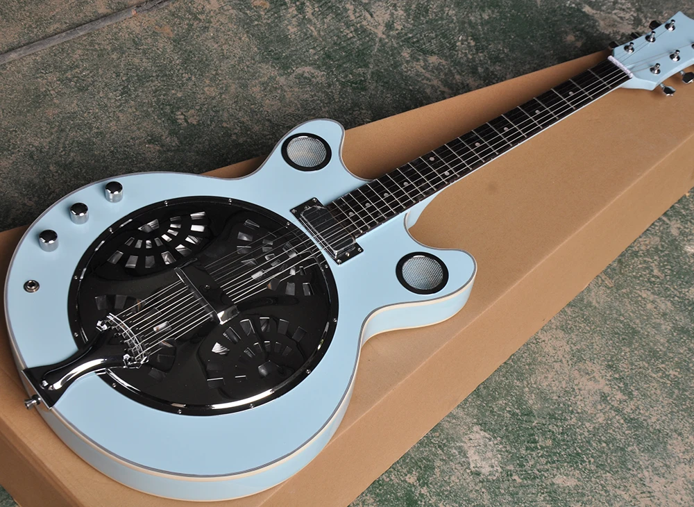 Factory Custom Left-handed Light Blue Resonant Cavity Electric Guitar with Metal Cover,Rosewood Fretboard,White Binding
Factory Custom Left-handed Light Blue Resonant Cavity Electric Guitar with Metal Cover,Rosewood Fretboard,White Binding
