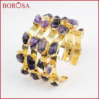 BOROSA Natural Crystal Drusy Bangle, New Arrival Gold Color Seven Rough Drusy Natural Purple Crystal Druzy Bangle G1222
BOROSA Natural Crystal Drusy Bangle, New Arrival Gold Color Seven Rough Drusy Natural Purple Crystal Druzy Bangle G1222