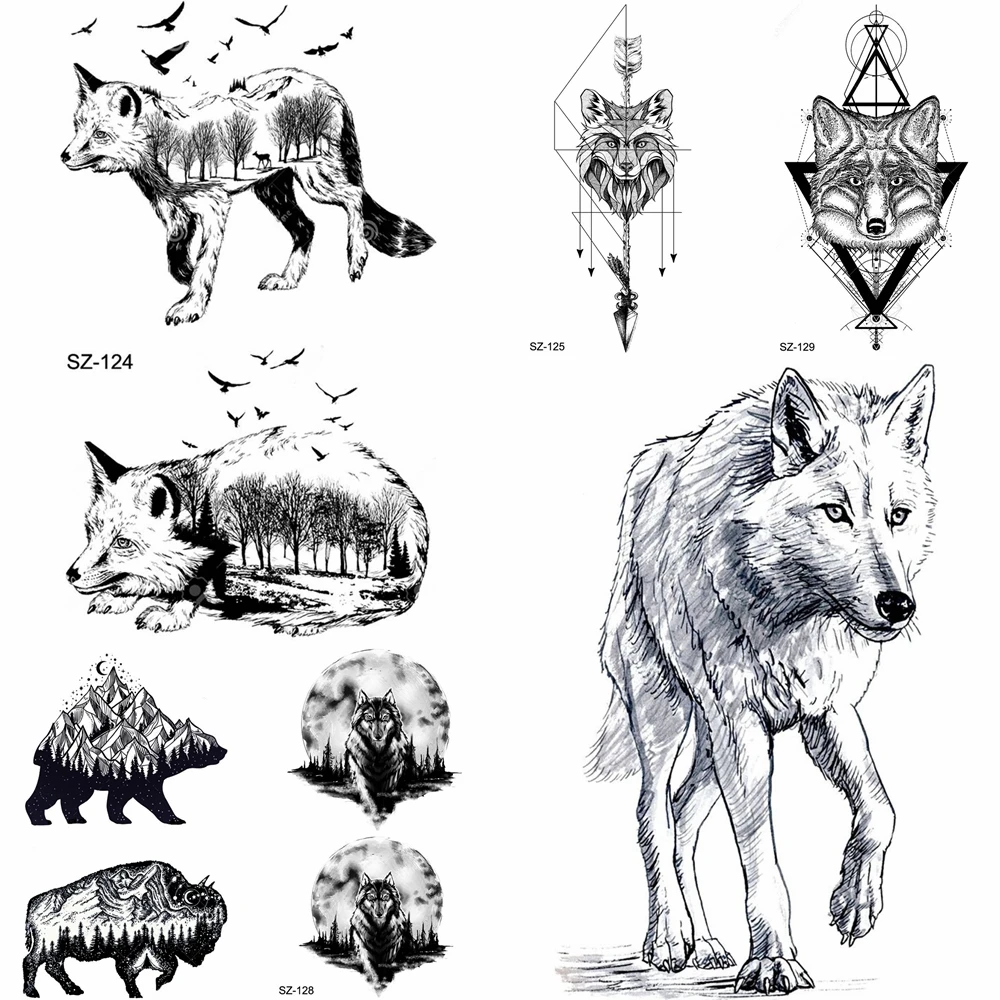 YURAN Pencil Sketch Temporary Tattoo Men Arm Tribe Wolf Tattoo Stickers Women Makeup Fox Water Transfer Tatoos Geometric Totem
YURAN Pencil Sketch Temporary Tattoo Men Arm Tribe Wolf Tattoo Stickers Women Makeup Fox Water Transfer Tatoos Geometric Totem