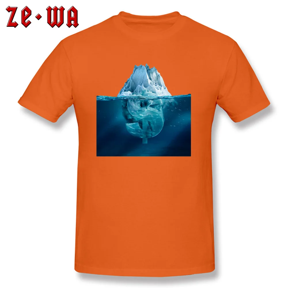 Birthday T Shirts Funky Round Collar Creative Iceberg currency symbol 100% Cotton Men Tees Custom Short Sleeve T Shirt Creative Iceberg currency symbol orange