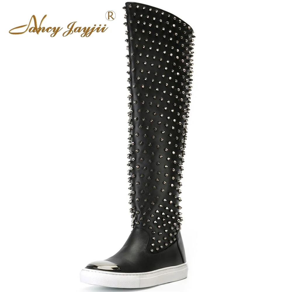 Nancyjayjii Casual Rivets Flat Heels Knee High Boots Winter Snow Black Pleather Round Toe Women Shoes zapatos botas mujer
Nancyjayjii Casual Rivets Flat Heels Knee High Boots Winter Snow Black Pleather Round Toe Women Shoes zapatos botas mujer