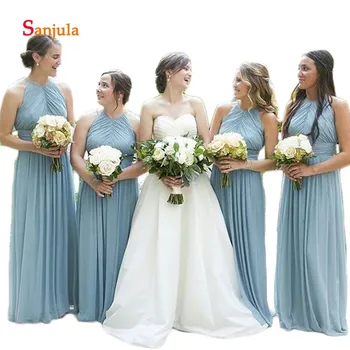 Blue Chiffon Long Bridesmaid Dresses 2019 Halter A-Line Pleats Elegant Wedding Guest Dresses Girls Prom Dresses D392
Blue Chiffon Long Bridesmaid Dresses 2019 Halter A-Line Pleats Elegant Wedding Guest Dresses Girls Prom Dresses D392
