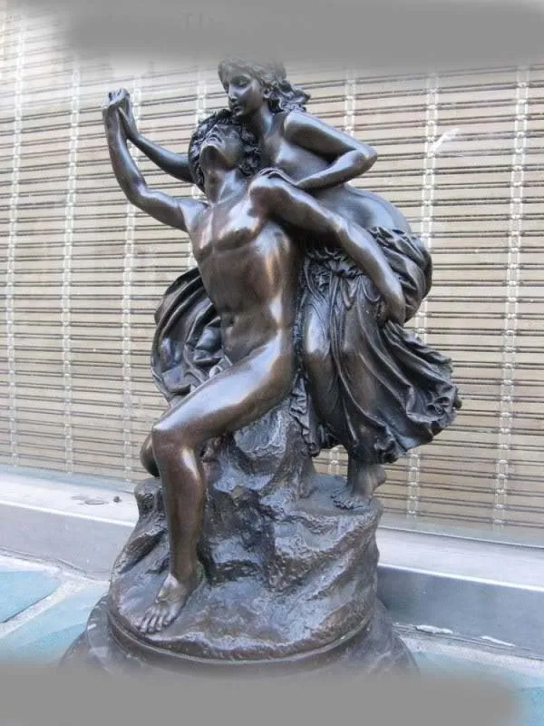 JOSEPH CSAKY NUDE COUPLE KISSING BRONZE COPPER EXQUISITE ART SCULPTURE