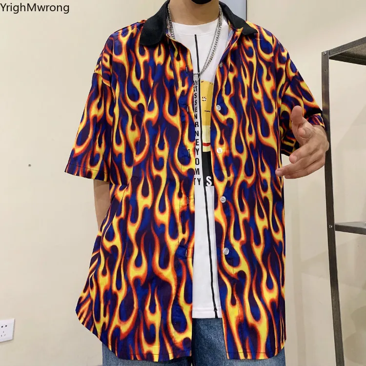 Oversized Loose Short Sleeve Fire Graphic Print Blouse Korean Streetwear Harajuku Women Man Hip Hop Punk Shirt Top Tee Blusas
Oversized Loose Short Sleeve Fire Graphic Print Blouse Korean Streetwear Harajuku Women Man Hip Hop Punk Shirt Top Tee Blusas