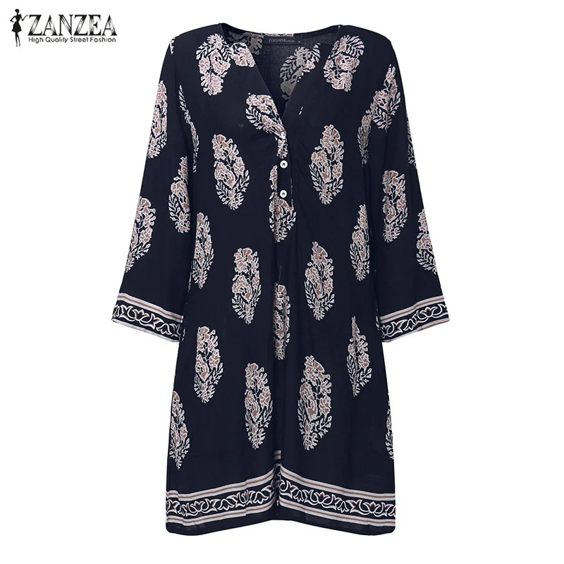 2019 ZANZEA Summer Beach Women Mini Dress Sexy V Neck Vintage Print Dress Casual Loose Vestidos Dresses Plus Size S-5XL
2019 ZANZEA Summer Beach Women Mini Dress Sexy V Neck Vintage Print Dress Casual Loose Vestidos Dresses Plus Size S-5XL