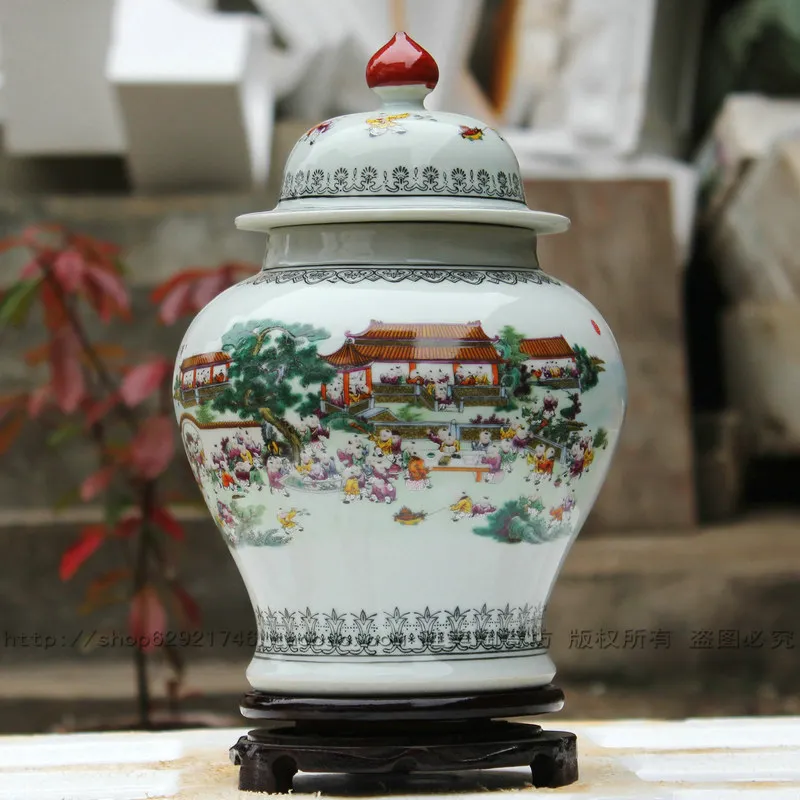 Jingdezhen Ceramic Canister lid large ceramic jar caddy hundred children vase Decoration
Jingdezhen Ceramic Canister lid large ceramic jar caddy hundred children vase Decoration