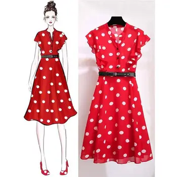 2019 New Summer Women Polka Dot Chiffon Dress Female Single Breasted Sashes Slim Dresses Lady Ruffles Draped Casual Vestido Y135
2019 New Summer Women Polka Dot Chiffon Dress Female Single Breasted Sashes Slim Dresses Lady Ruffles Draped Casual Vestido Y135