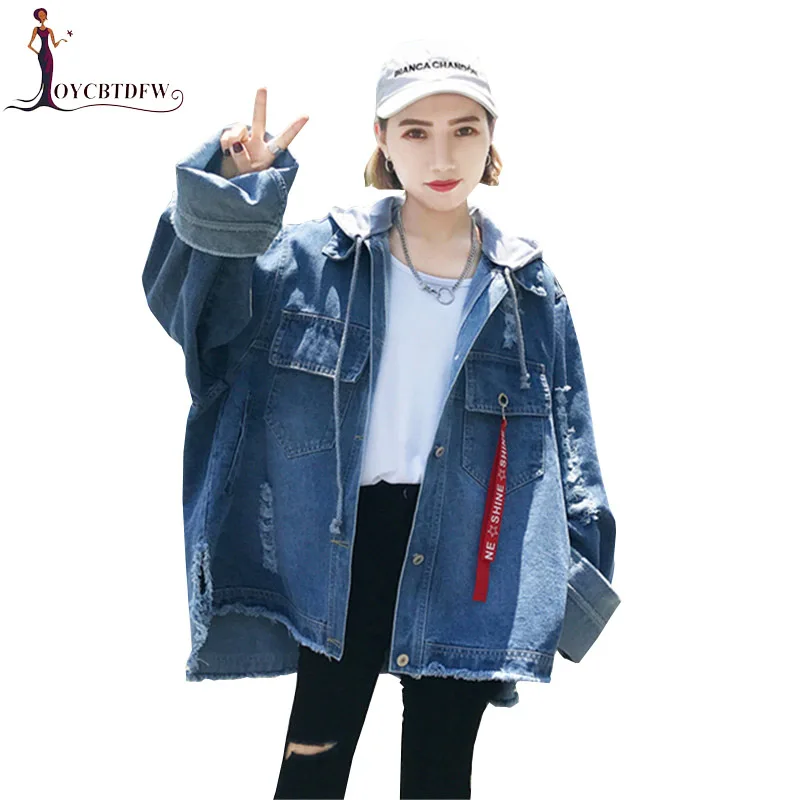 Denim Jacket Female 2018 New Loose Hole Spring Autumn Hooded Jacket One size Women Coat Single-breasted Fashion Cowboy Tops D885
Denim Jacket Female 2018 New Loose Hole Spring Autumn Hooded Jacket One size Women Coat Single-breasted Fashion Cowboy Tops D885