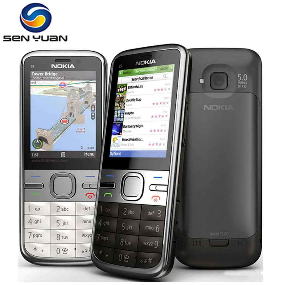 C5 оригинальный мобильный телефон Nokia C5-00 3MP/5MP камера 3G GPS Bluetooth FM дешевый |