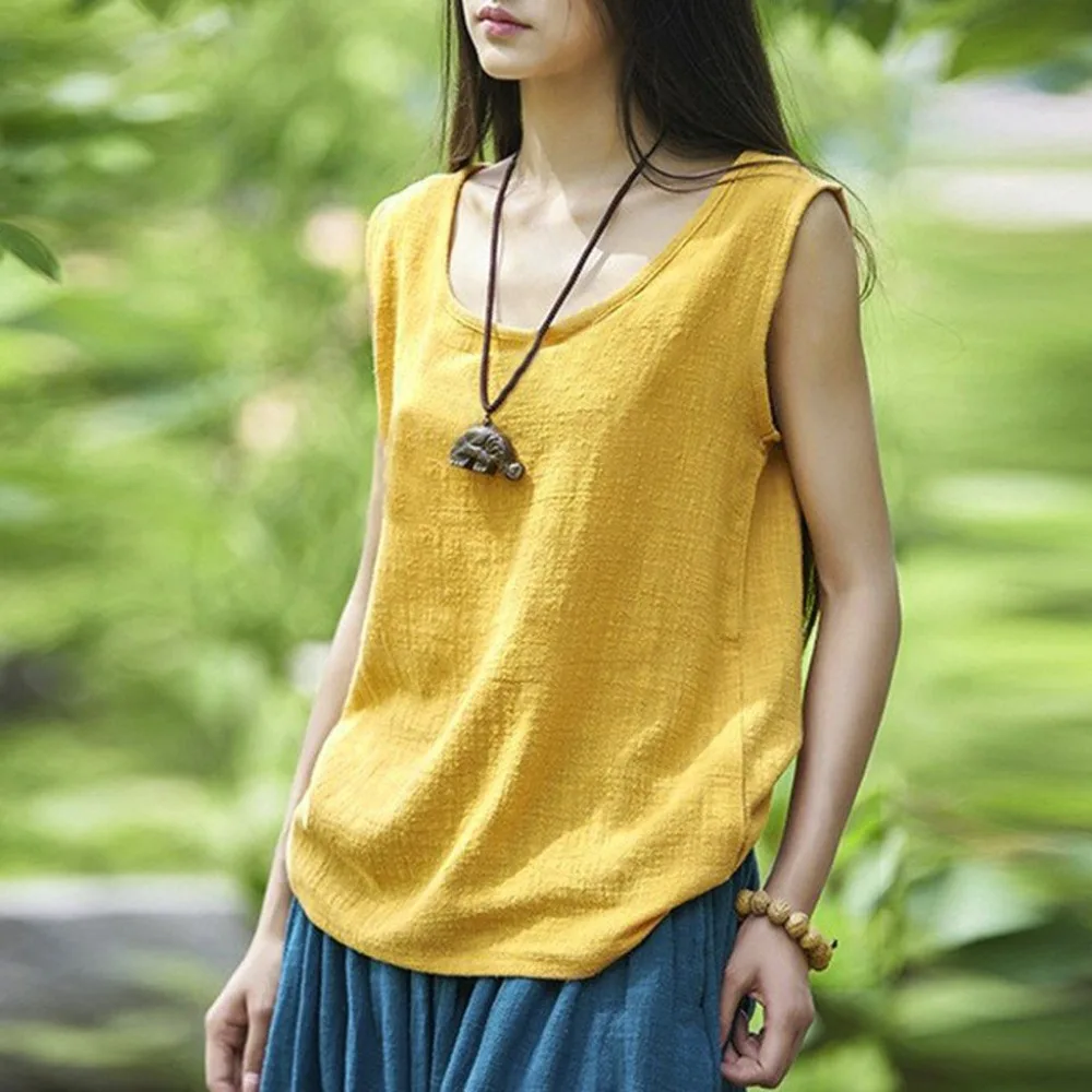 Women O Neck Tank Tops Vintage Sleeveless Cotton Linen Ladies Casual Loose Top Shirt Vest Solid Blouse streetwear haut femmeBB4
Women O Neck Tank Tops Vintage Sleeveless Cotton Linen Ladies Casual Loose Top Shirt Vest Solid Blouse streetwear haut femmeBB4