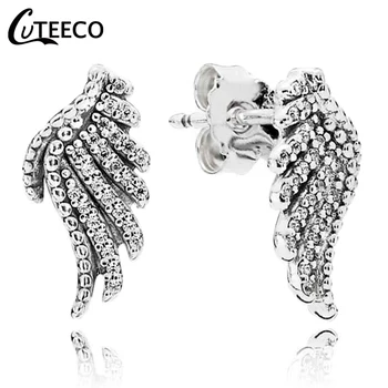 CUTEECO Silver Color Feather Fairy Wings Stud Earrings Copper Plated Silver Fits Brand Earrings for Women Fashion Jewelry 
CUTEECO Silver Color Feather Fairy Wings Stud Earrings Copper Plated Silver Fits Brand Earrings for Women Fashion Jewelry